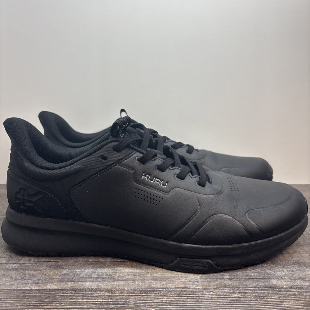 KURU Shift Men's 12 Sneaker Shoe Jet Black Leather Anti-Slip Walking Work